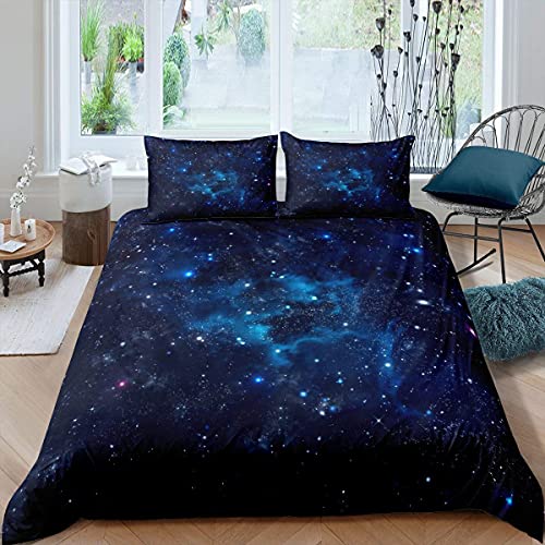 Blauer Galaxis Trösterbezug,Sternenhimmel Dekor Weltraum Thema Bettwäsche Set für Erwachsene Frauen Jungen Universum Muster Schlafzimmer Galaxis Mikrofaser Bettbezug mit Reißverschluss,135x200 von Homewish
