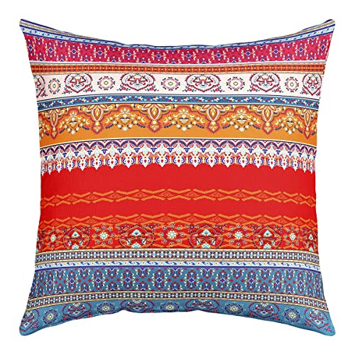 Bohemian Floral Wurf Kissenbezüge 40x40 Satz von 4 Hippie Boho Chic Kissenbezüge für Mädchen Frauen Bunte indische Native American Tribal Kissenbezüge Western Rustic Soft Dekorative Kissenbezüge von Homewish