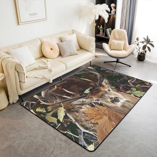 Braun 3D Hirsch Bereich Teppich für Adule Jungen Mädchen Elch Geweih Innenbereich Bodenmatte Afrikanische Wildtier Teppich Baum Ahorn Blatt Dekorative Akzent Teppich für Esszimmer,Waschbar 100Bx150L Braun 3D Hirsch Bereich Teppich für Adule Jungen Mädchen Elch Geweih Innenbereich Bodenmatte Afrikanische Wildtier Teppich Baum Ahorn Blatt Dekorative Akzent Teppich für Esszimmer,Waschbar 100Bx150L von Homewish
