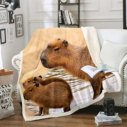 Braun Capybara Decke 150x200,Nette Capybaras Fleece Decke für Kinder Teens Erwachsene,Kawaii Haustier Nagetiere Tiere Decke Werfen Weiche,Lustige Tiere Fuzzy Decke Capybara Liebhaber Wohnkultur von Homewish