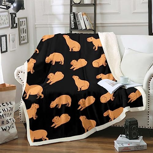 Braune Capybaras Wurf Decke Nette Capybaras Fuzzy Decke für Kinder Teens Erwachsene, Lustige Haustier Nagetiere Tiere Vlies Decke Cartoon Capybaras Strand Decke für Capybara Liebhaber, 100x130cm von Homewish