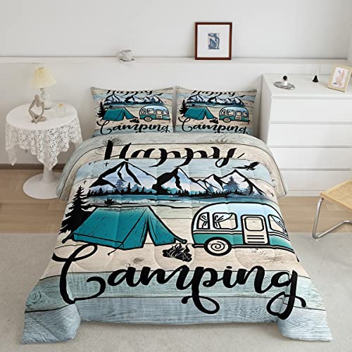 Camping Bettwäsche 135x200 Jungen Kinder Teenager Camper Bettwäsche Bauernhaus Dekoration Rustikaler Stil Bettdecke Camping Zubehör Steppdecke für Mädchen Frauen Männer Vintage Bettdecke 2 Stück von Homewish