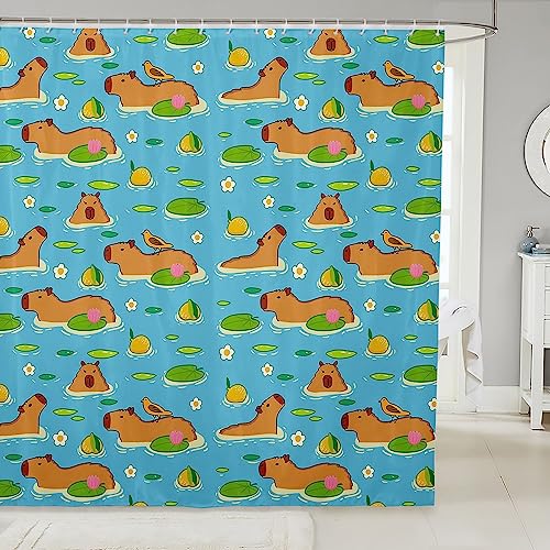 Capybara Duschvorhang Capybara Liebhaber Vorhänge für Kinder,Lustige Nagetier Tier Badezimmer Dekor Geschenke für Capybara Liebhaber,Niedliche Cartoon Capybaras Wasserdichte Badevorhang,180Bx180L Capybara Duschvorhang Capybara Liebhaber Vorhänge für Kinder,Lustige Nagetier Tier Badezimmer Dekor Geschenke für Capybara Liebhaber,Niedliche Cartoon Capybaras Wasserdichte Badevorhang,180Bx180L von Homewish