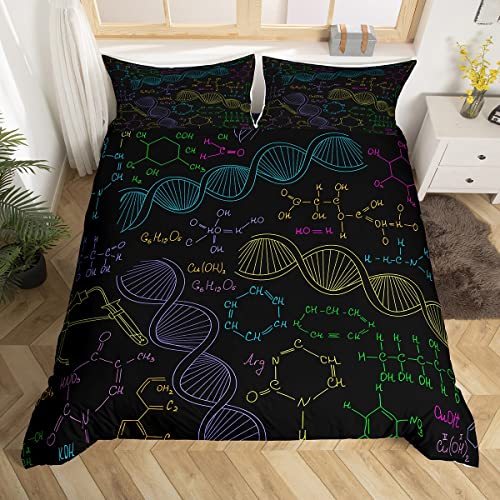 Chemische Gleichung Bettwäsche 135x200 Chemie Bettbezug Wissenschaft Studenten Lerngeschenk für Jungen,Molekularformel Bettwäsche Set Ästhetische Schulbedarf Bett Set,Bildung Schlafsaal Raum Dekor von Homewish