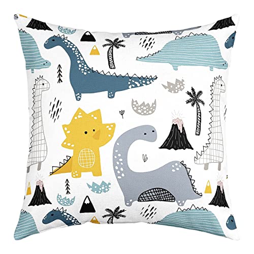 Homewish Dinosauriern Kissenbezug 40 x 40 cm Niedlicher Cartoon Tier Überwurf Kissenbezug für Stuhl Auto Mädchen Kawaii Dino Kissenbezug Schön Dinosaurier Kissenbezug Weiß von Homewish