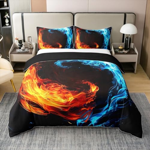 EIS Feuer 100% Natürliche Baumwolle Tröster Abdeckung 135x200,Goldene Flamme Gedruckte Bettbezug,Flamme Vortex Bettwäsche Set für Kinder Jungen Teens,Moderne Abstrakte Kunst Bett Set,Rot Blau Schwarz EIS Feuer 100% Natürliche Baumwolle Tröster Abdeckung 135x200,Goldene Flamme Gedruckte Bettbezug,Flamme Vortex Bettwäsche Set für Kinder Jungen Teens,Moderne Abstrakte Kunst Bett Set,Rot Blau Schwarz von Homewish