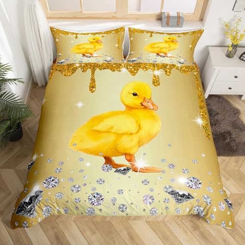 Ente Bettbezug Set Gelbe Paillette Fluid Art 135x200 Bettwäsche Sets, Kristall Diamant Tröster Abdeckung Farm Tiere Bett Set, Land Bauernhaus Rustic Home Decor Ente Bettbezug Set Gelbe Paillette Fluid Art 135x200 Bettwäsche Sets, Kristall Diamant Tröster Abdeckung Farm Tiere Bett Set, Land Bauernhaus Rustic Home Decor von Homewish