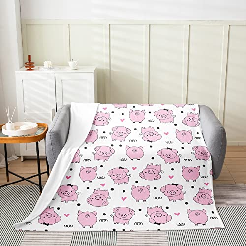 Flanell Decke mit Schweinen Saison süßes Schwein Fleece Decke für Kinder Jungen Mädchen schöne Tier Überwurfdecke Schlafsofa Couch Dekoration rosa Haustier Bauernhaus Tier Plüschdecke, 150 x 200 cm von Homewish