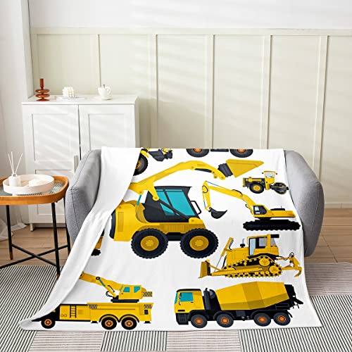 Flanelldecke für Kinder Cartoon-Auto Jungen Baustelle Auto Überwurf Mädchen Bagger Fleecedecke für Schlafsofa Couch Dekoration Kleinkinder Maschinen LKW Fuzzy-Decke warm 150 x 200 von Homewish