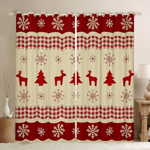 Frohe Weihnachten Blackout Vorhänge Weihnachten Elch Vorhänge Glückliches Neues Jahr Fenster Vorhänge Schneeflocke Weihnachten Zimmer Vorhänge Weihnachtsmann Weihnachten Thema Vorhänge,117Bx137L von Homewish