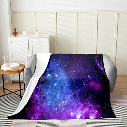 Galaxy Überwurfdecke Sternenhimmel-Fleecedecke für Kinder Jungen Mädchen Blau Lila Weltraum Glitzersterne Flanelldecke Zuhause Zimmer Dekoration kosmischer himmlischer Nebel Fuzzy-Decke, 150 x 200 von Homewish