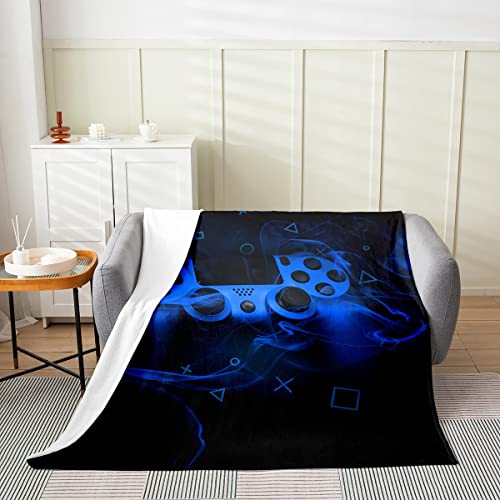 Gamepad-Überwurfdecke für Jungen Blau Gaming-Flanelldecke leicht warm für Kinder Wohnzimmer Sofa Dekoration Moderne Teenager Gamecontroller-Fleecedecke Gamer-Smog-Plüschdecke, 150 x 200 von Homewish