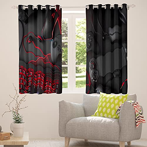 Gamer Fenster Vorhänge Schwarz Gamepad Blackout Vorhänge Moderne Neuheit Sci-Fi Stil Videospiele Dekor Fenster Drapes Boys Teens Kinder Spielkonsole Joysticks Player Gaming Curtain Panels,46"x54" von Homewish