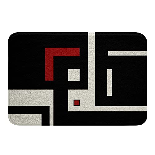 Geometrische Quadratische Badezimmerteppiche Schwarz Weiß Rot Streifen Badeteppiche für Kinder Jungen Mädchen Geometriegitter Badematte 50 x 80 cm rutschfest Moderne Linien Artwork Fußmatte Geometrische Quadratische Badezimmerteppiche Schwarz Weiß Rot Streifen Badeteppiche für Kinder Jungen Mädchen Geometriegitter Badematte 50 x 80 cm rutschfest Moderne Linien Artwork Fußmatte von Homewish