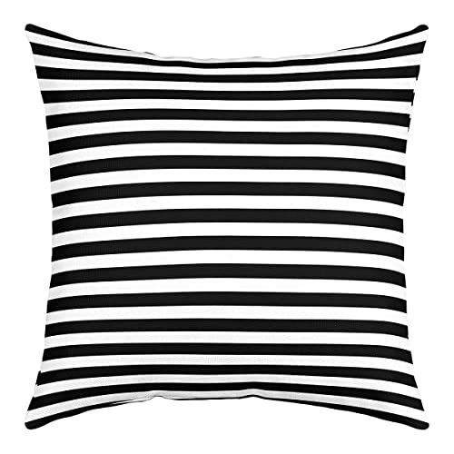 Gestreifter Überwurf Kissenbezug 50 x 50 cm Schwarz Weiß Streifen Kissenbezug Kinder Jungen Mädchen Damen Herren Bauernhaus Stripes Kissenbezug Moderne Geometrische Linien Abstrakter Gothic Deko von Homewish