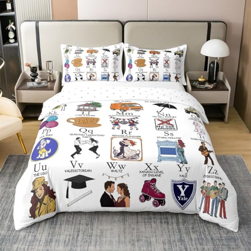 Gilmore und Mädchen 100% Baumwolle Bettwäsche Set,Ölgemälde Cartoon Muster Bettbezug 135x200 für Kinder Erwachsene,Ferienhaus Bett Set,Tv Show Liebhaber Bettbezug mit 1 Kissenbezug für Schlafzimmer Gilmore und Mädchen 100% Baumwolle Bettwäsche Set,Ölgemälde Cartoon Muster Bettbezug 135x200 für Kinder Erwachsene,Ferienhaus Bett Set,Tv Show Liebhaber Bettbezug mit 1 Kissenbezug für Schlafzimmer von Homewish