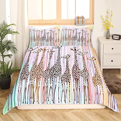 Giraffe Bedrucktes Bettwäsche Set 155x220 Giraffe Bettbezug Set 3D Tierthema Trösterbezug 2 Stücke Bettwäsche Giraffe Muster Dekor Tagesdecke Für Kinder Teens Jungen Giraffe Bedruckter Bettbezug von Homewish