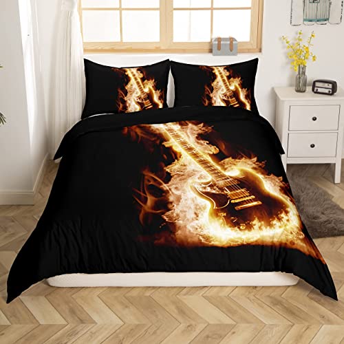 Homewish Gitarre Bettbezug Sets 135x200 Jungen Mädchen E Gitarre Bettwäsche Set Rockmusik Thema Tröster/Bettbezug Dekorative 2 Stücke Bettwäsche Kollektion mit 1 Kissenbezug für Zuhause Schlafzimmer Homewish Gitarre Bettbezug Sets 135x200 Jungen Mädchen E Gitarre Bettwäsche Set Rockmusik Thema Tröster/Bettbezug Dekorative 2 Stücke Bettwäsche Kollektion mit 1 Kissenbezug für Zuhause Schlafzimmer von Homewish