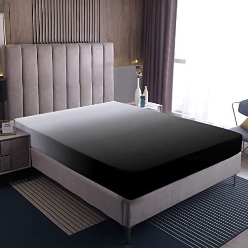 Grau Schwarz Ombre 160 x 200 Grau Weiß Farbverlauf Bettwäsche Moderne Abstrakte Kunst Spannbettlaken Schlafzimmer Dekor Geschenk Bauernhaus für Kinder Jungen Mädchen Frauen Männer kein Kissenbezug von Homewish
