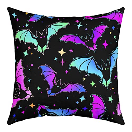 Halloween Fledermaus Kissenbezug Glitter Stars Galaxy Wurf Kissenbezug Für Kinder Halloween Dekorationen Kissenbezug 40x40cm Halloween Home Decor Büro Sofa Couch Bett Teal Blau Grün Lila von Homewish