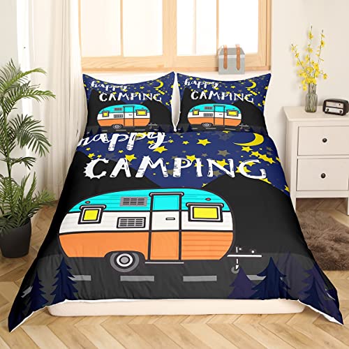 Happy Camping Bettbezug-Set Galaxy Camping Decor Bettbezug 135 x 200 cm Sternenhimmel Camping-Bettwäsche für Kinder rustikale Hütte Skizze Zeichnung Bettwäsche Camp Reise Auto Sterne Mond Raumdekor Happy Camping Bettbezug-Set Galaxy Camping Decor Bettbezug 135 x 200 cm Sternenhimmel Camping-Bettwäsche für Kinder rustikale Hütte Skizze Zeichnung Bettwäsche Camp Reise Auto Sterne Mond Raumdekor von Homewish