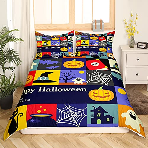 Happy Halloween Bettwäsche Set 200x200 Kürbis Laterne Bettbezug, Regenbogen Gothic Trösterbezug Hexenhut Geister Bettbezug für Kinder Kind Halloween Dekor Albtraum vor Weihnachten Dekor Happy Halloween Bettwäsche Set 200x200 Kürbis Laterne Bettbezug, Regenbogen Gothic Trösterbezug Hexenhut Geister Bettbezug für Kinder Kind Halloween Dekor Albtraum vor Weihnachten Dekor von Homewish
