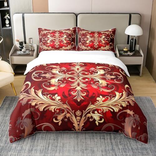 Homewish 100% Baumwolle Erwachsene Rot Damast Tröster Bezug 200x200,Bohemian Paisley Weiche Bettbezug, Western Damast Thema Bettwäsche Set Zimmer Dekor, Antike Viktorianische Barock Bettwäsche Homewish 100% Baumwolle Erwachsene Rot Damast Tröster Bezug 200x200,Bohemian Paisley Weiche Bettbezug, Western Damast Thema Bettwäsche Set Zimmer Dekor, Antike Viktorianische Barock Bettwäsche von Homewish