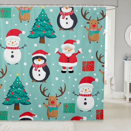 Homewish 180Bx180L Weihnachten Tier Duschvorhang,Cartoon Pinguin Rentier Badezimmer Vorhang für Badewannen,Nette Schneemann Stoff Duschvorhang Set,Weihnachtsbaum wasserdichte Badezimmer Vorhänge Homewish 180Bx180L Weihnachten Tier Duschvorhang,Cartoon Pinguin Rentier Badezimmer Vorhang für Badewannen,Nette Schneemann Stoff Duschvorhang Set,Weihnachtsbaum wasserdichte Badezimmer Vorhänge von Homewish