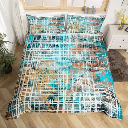 Homewish Ästhetik Bettwäsche Zeichnung bettbezug Set 155x220cm für Kinder für Mädchen Jungen Graffiti Ölgemälde Geometrie Abstrakt Bettwäscheset Orangeblau bettset Mikrofaser 1 Kissenbezug raumdekor von Homewish