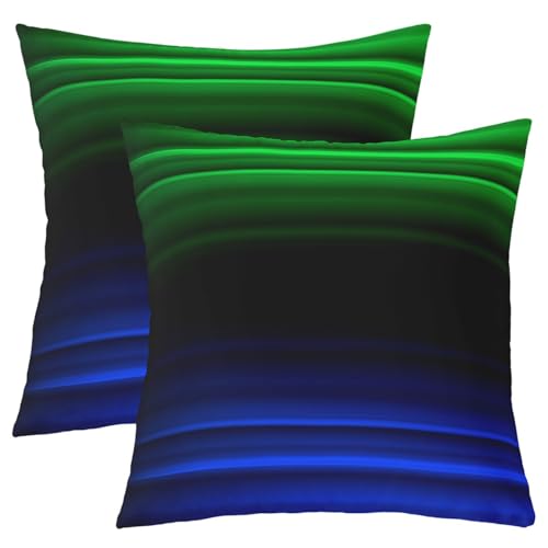 Homewish Abstrakte Kunst Kissenhüllen 2Er Set,Gradient Kissenbezüge 60x60cm für Mädchen Jungen Streifen Ombre Geometrischer 3D-Druck Modern Kinder Kissenbezug Blau Grün Schwarz Sofa Dekokissenbezüge von Homewish