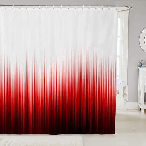 Homewish Abstrakte Ombre Duschvorhang 180 x 200 cm (B x L) Rot und Schwarz Wasserdicht Badevorhang Kinder Jungen Teens Geometrisch gestreifte Badezimmer Dekor von Homewish