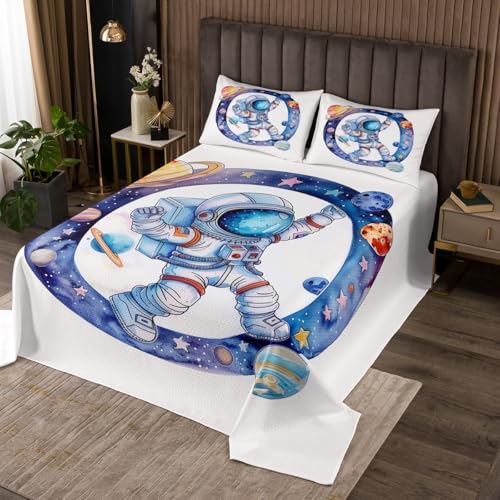 Homewish Anfangsbuchstabe O Steppdecke 170x210cm Planeten-Galaxie Tagesdecke Astronaut Monogramm Steppdecken für Jungen Kinder Mädchen Jugendliche,Weltraum-Alphabet Tagesdecken Mikrofaser raumdekor von Homewish