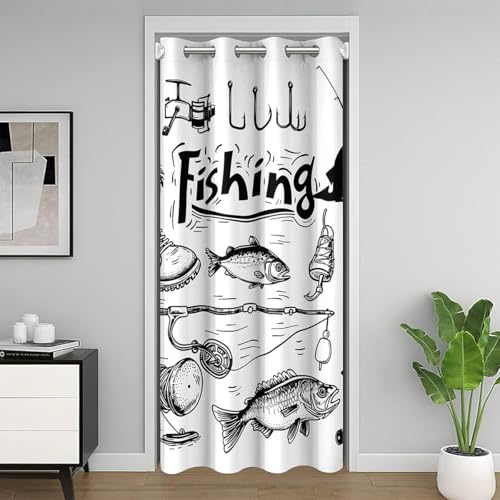 Homewish Angeln Türvorhang Angeln Und Jagen Tür Vorhänge 86x203cm Pike Fish Haken Sichtschutzvorhang für Kinder Mädchen Jungen,Rustikale Bauernhaus Weiß Schwarz Verdunkelungs Vorhang Für Fischer Homewish Angeln Türvorhang Angeln Und Jagen Tür Vorhänge 86x203cm Pike Fish Haken Sichtschutzvorhang für Kinder Mädchen Jungen,Rustikale Bauernhaus Weiß Schwarz Verdunkelungs Vorhang Für Fischer von Homewish