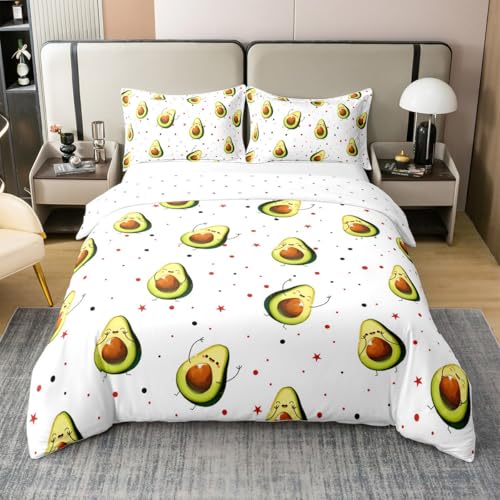 Homewish Avocado Bettwäsche 135x200 Baumwolle Kinder, Niedlich Lächeln Cartoon Avocado Bettbezug Set für Mädchen Jungen Jugendliche, 3D Druck Sterne Polka Dots Bettwäscheset Schlafzimmer Dekor Homewish Avocado Bettwäsche 135x200 Baumwolle Kinder, Niedlich Lächeln Cartoon Avocado Bettbezug Set für Mädchen Jungen Jugendliche, 3D Druck Sterne Polka Dots Bettwäscheset Schlafzimmer Dekor von Homewish