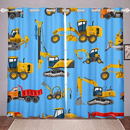 Homewish BAU Traktor Vorhang,Bagger Fenster Vorhänge Kran Fenster Vorhänge,AusrÜStung LKW Fahrzeug Fenster Behandlungen FÜR Kinder Jungen Teens Geschenk Schlafzimmer Dekor,Blau 46 "X54 von Homewish