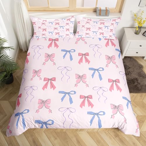 Homewish Band Bettwäscheset 155x220cm Bowknot bettbezug für Kinder für Mädchen Jungen Fairy Kawaii Sweet Bow Dreamy Bettwäsche Rosa Blue bettset Mikrofaser Moderne Schlafzimmer dekor von Homewish