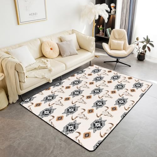 Homewish Bohemien Western Teppich Ureinwohner Aztek Kinderteppich Stier Schädel Südwesten Kuh Bohemian Carpet für Kinder Erwachsene Geometrische Tribal Longhorn Schädel Wohnzimmer Teppiche Rug 150x200 Homewish Bohemien Western Teppich Ureinwohner Aztek Kinderteppich Stier Schädel Südwesten Kuh Bohemian Carpet für Kinder Erwachsene Geometrische Tribal Longhorn Schädel Wohnzimmer Teppiche Rug 150x200 von Homewish