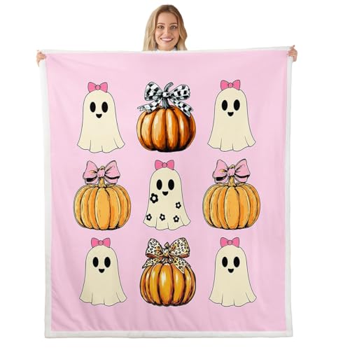 Homewish Bowknot Geister Fleecedecke 150x200cm Leopard Druck Bogen Kürbis Laterne Decke für Kinder,Niedliche Ästhetische Kawaii Kuscheldecke Rosa Halloween Dekorationen Bett Couch Dekor Decken Homewish Bowknot Geister Fleecedecke 150x200cm Leopard Druck Bogen Kürbis Laterne Decke für Kinder,Niedliche Ästhetische Kawaii Kuscheldecke Rosa Halloween Dekorationen Bett Couch Dekor Decken von Homewish