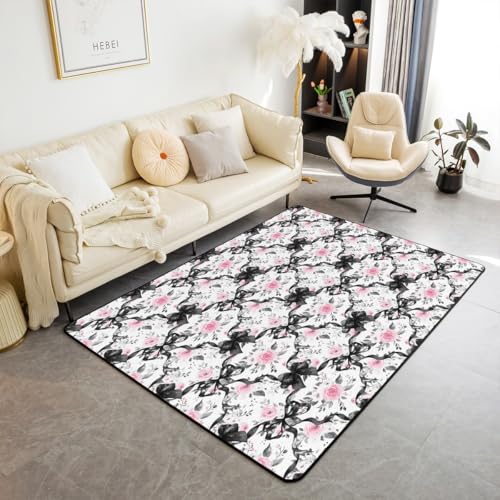 Homewish Bowknot Kinderteppich Blumen Teppiche Wohnzimmer Mädchen Frauen Schwarzer Bogen Mädchen Prinzessin Teppich 150x200 Netter Rosafarbener Tintenstil Carpet Teenager Schlafzimmer Flächenteppich Homewish Bowknot Kinderteppich Blumen Teppiche Wohnzimmer Mädchen Frauen Schwarzer Bogen Mädchen Prinzessin Teppich 150x200 Netter Rosafarbener Tintenstil Carpet Teenager Schlafzimmer Flächenteppich von Homewish