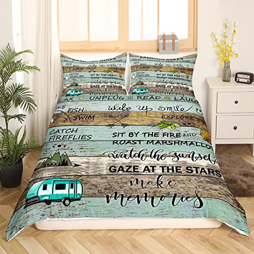 Homewish Camping Rules Bettbezug Camper-Bettwäsche 220 x 240 cm für Kinder rustikales Hütten-Camping-Bettbezug im Landhausstil Camping-Dekor Bettbezug Vintage-Holzbrett glückliche Camping-Dekor Homewish Camping Rules Bettbezug Camper-Bettwäsche 220 x 240 cm für Kinder rustikales Hütten-Camping-Bettbezug im Landhausstil Camping-Dekor Bettbezug Vintage-Holzbrett glückliche Camping-Dekor von Homewish