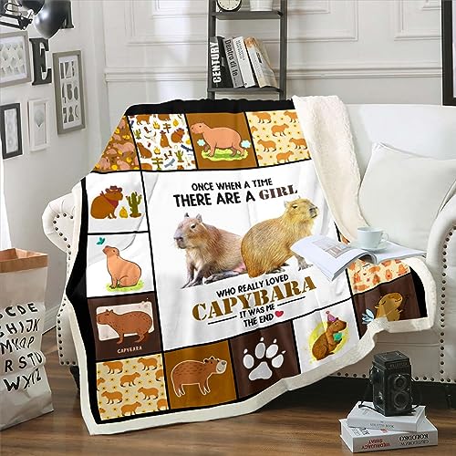 Homewish Capybara Decke Geschenke für Capybara Liebhaber,Nette Nagetiere Capybara Wurf Decke für Jungen Mädchen Lustige Capybaras Patchwork Fleece Decke Kawaii Capybaras Fuzzy Decke 150x200cm von Homewish