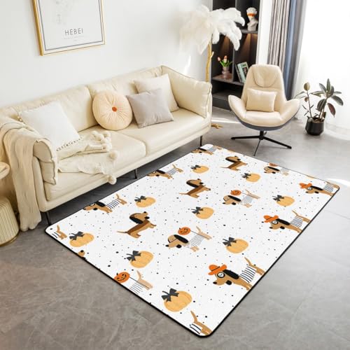 Homewish Cartoon Dackel Teppiche Wohnzimmer 150x200 Halloween Kürbis Bowknot Teppich für Kinder Jungen Mädchen Jugendliche,Kawaii Tiere Welpe Kürbis Carpet Herbst Tupfenmuster Rug Zimmerdekor Homewish Cartoon Dackel Teppiche Wohnzimmer 150x200 Halloween Kürbis Bowknot Teppich für Kinder Jungen Mädchen Jugendliche,Kawaii Tiere Welpe Kürbis Carpet Herbst Tupfenmuster Rug Zimmerdekor von Homewish