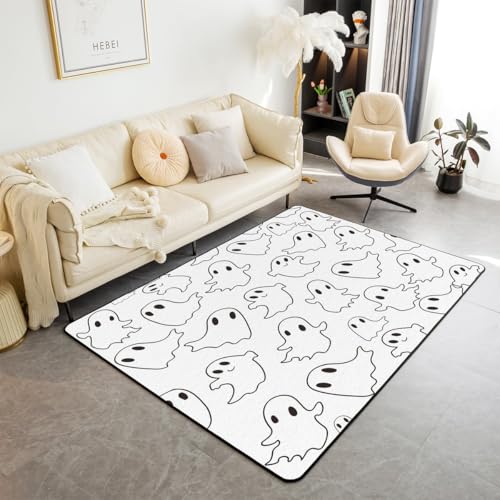 Homewish Cartoon Ghost Kinderteppich Halloween Ghost Teppiche Wohnzimmer 150x200 für Teenager,Lustiges Halloween-Dekor Teppich Süße Weiße Spooky Rug Stilvoll Pflegeleicht Weich Zimmerdekor Homewish Cartoon Ghost Kinderteppich Halloween Ghost Teppiche Wohnzimmer 150x200 für Teenager,Lustiges Halloween-Dekor Teppich Süße Weiße Spooky Rug Stilvoll Pflegeleicht Weich Zimmerdekor von Homewish