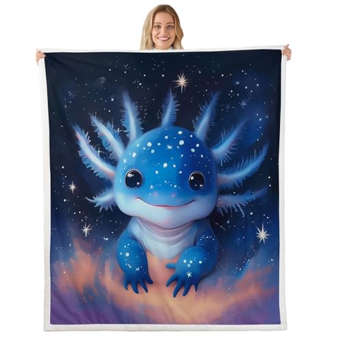 Homewish Cartoon Tier Axolotl Fleecedecke 130x150cm Niedliche Salamander Kuscheldecke für Kinder Mädchen Jungen Teenager Erwachsene,Axolotl Decke Blau Lila Bett Couch Dekor Decken Homewish Cartoon Tier Axolotl Fleecedecke 130x150cm Niedliche Salamander Kuscheldecke für Kinder Mädchen Jungen Teenager Erwachsene,Axolotl Decke Blau Lila Bett Couch Dekor Decken von Homewish