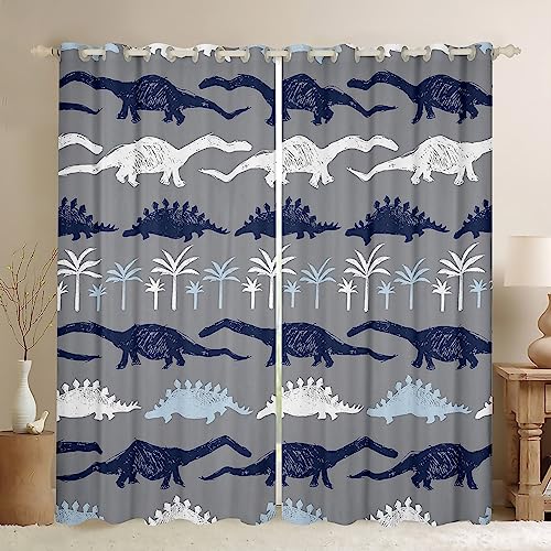 Homewish Dinosaurier Kinder Vorhänge für Jungen Mädchen Kinder, Cartoon Tiere Verdunkelung Vorhänge Dschungel Tiere Dino Vorhänge Nette Schöne Dinosaurier Fenster Behandlungen 2 Panels, 117Bx137L von Homewish