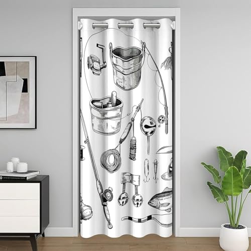 Homewish Fisch Türvorhang 106x203cm Kinder Rustikale Jagd Thema Vorhang für Kinder,Camping Angelhaken Tür Vorhänge Für Weißen Vintage Retro Schwarzen Fisch Haken Sichtschutzvorhang Einfache Ästhetik Homewish Fisch Türvorhang 106x203cm Kinder Rustikale Jagd Thema Vorhang für Kinder,Camping Angelhaken Tür Vorhänge Für Weißen Vintage Retro Schwarzen Fisch Haken Sichtschutzvorhang Einfache Ästhetik von Homewish