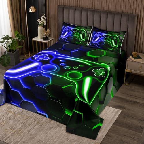 Homewish Gamer Steppdecke 220x240cm Neon Honeycomb Gaming Tagesdecke Videospielkonsole Steppdecken für Jungen Kinder Mädchen Jugendliche,Blaue Grüne Sechsecklichter Tagesdecken Mikrofaser raumdekor Homewish Gamer Steppdecke 220x240cm Neon Honeycomb Gaming Tagesdecke Videospielkonsole Steppdecken für Jungen Kinder Mädchen Jugendliche,Blaue Grüne Sechsecklichter Tagesdecken Mikrofaser raumdekor von Homewish