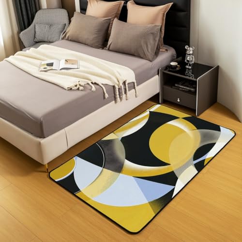 Homewish Gelb Blau Schwarz Teppich Abstrakte Geometrische Linien Carpet Moderne Mode Kinderteppich Minimalistische Einfache Teppiche 100x150 für Schlafzimmer rutschfest Pflegeleicht Erwachsener Rug Homewish Gelb Blau Schwarz Teppich Abstrakte Geometrische Linien Carpet Moderne Mode Kinderteppich Minimalistische Einfache Teppiche 100x150 für Schlafzimmer rutschfest Pflegeleicht Erwachsener Rug von Homewish