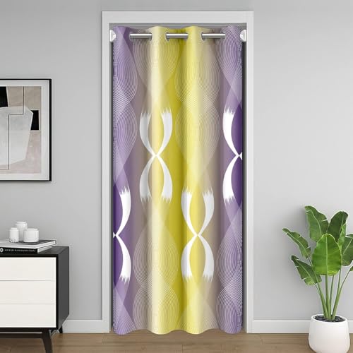 Homewish Gelb und Lila Türvorhang Dekorative Streifen Abstrakte Kunst Vorhänge 86x203cm Geometrische Gradientenlinie Vorhang für Kinder Erwachsene Jungen Mädchen, Moderne Ästhetik Dekor Türvorhänge von Homewish