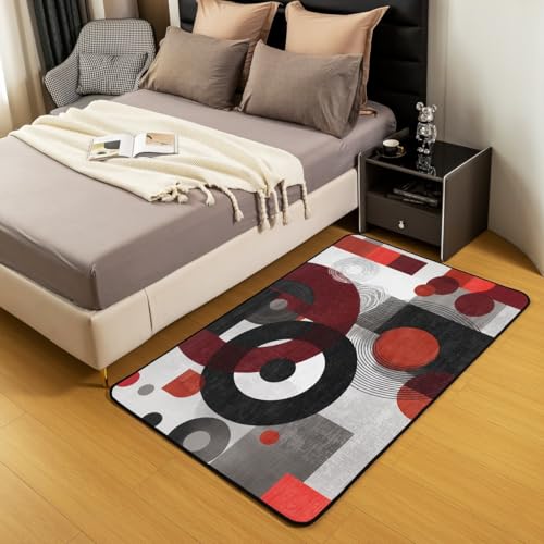 Homewish Geometrische Kreise Teppich Rot Weiß Schwarz Kinderteppich Retro Mitte des Jahrhunderts Rug Moderner Minimalist Teppiche Wohnzimmer 150x200 Stilvoll rutschfest Pflegeleicht Carpet Teenager Homewish Geometrische Kreise Teppich Rot Weiß Schwarz Kinderteppich Retro Mitte des Jahrhunderts Rug Moderner Minimalist Teppiche Wohnzimmer 150x200 Stilvoll rutschfest Pflegeleicht Carpet Teenager von Homewish